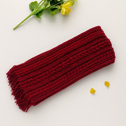 LAIMWN Handcrafted Red Crochet Scarf