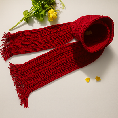 LAIMWN Handcrafted Red Crochet Scarf