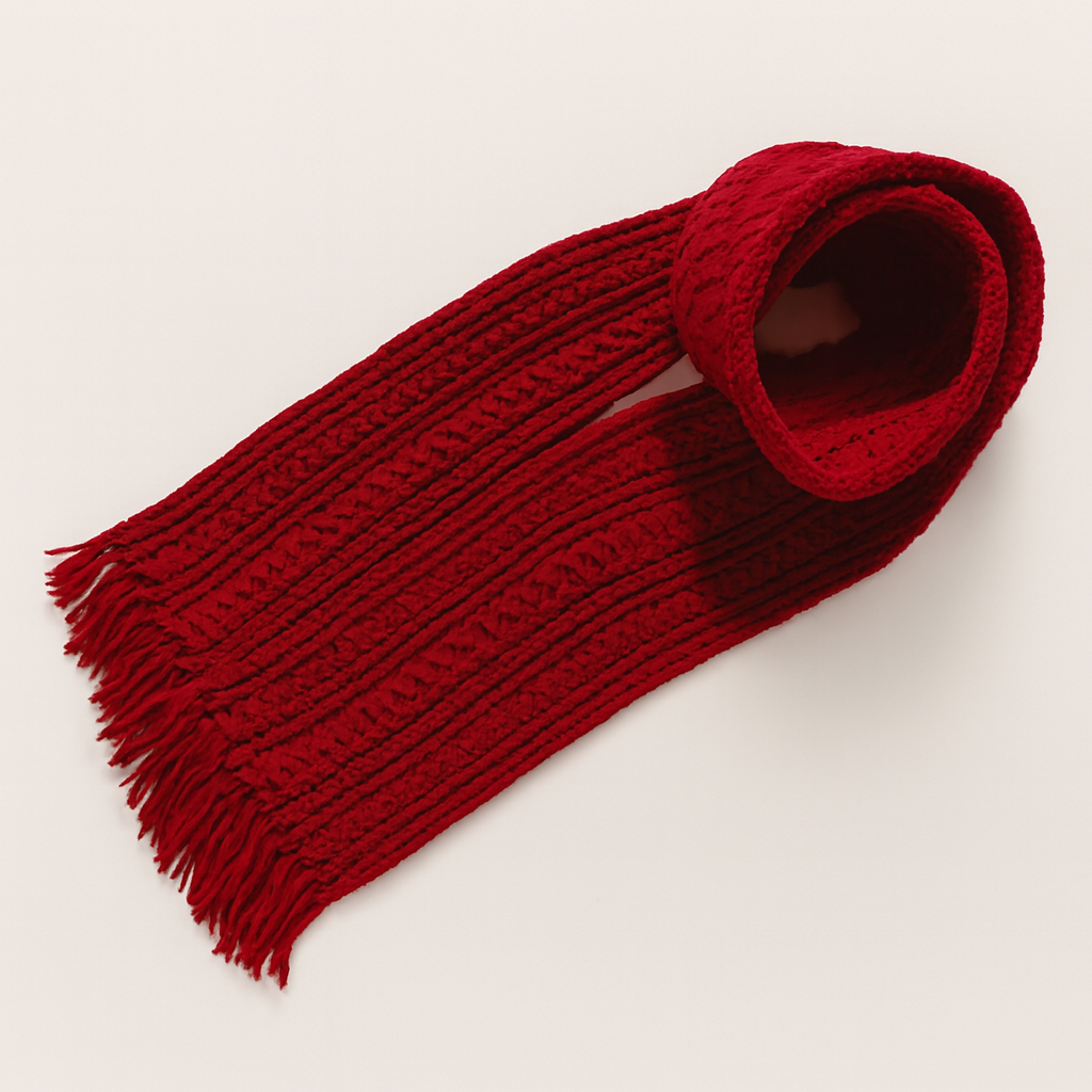 LAIMWN Handcrafted Red Crochet Scarf