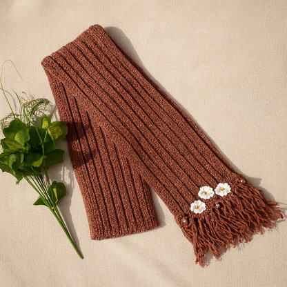 LAIMWN Handcrafted Brown Crochet Scarf