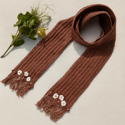 LAIMWN Handcrafted Brown Crochet Scarf