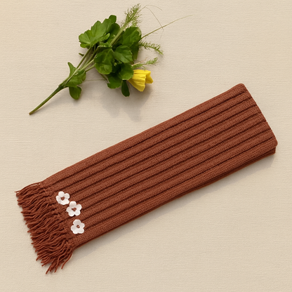 LAIMWN Handcrafted Brown Crochet Scarf